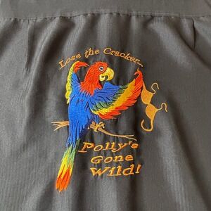 Mens Caribbean Parrot Embroidered Camp Shirt Button Up‎ Black Large